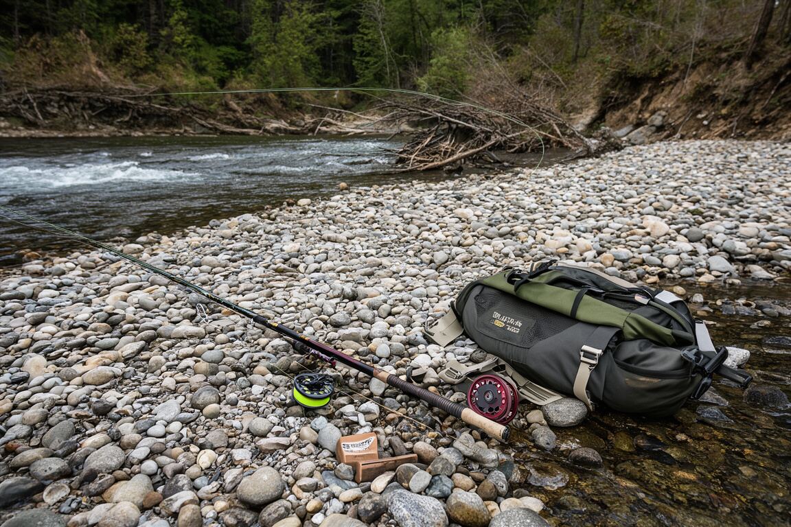 A quiet gravel access road leading toward a wooded river bend at low light, prepared for the Zone 5 Fishing Seasons: Walleye, Pike, Muskie field note